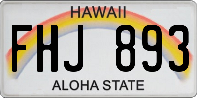 HI license plate FHJ893