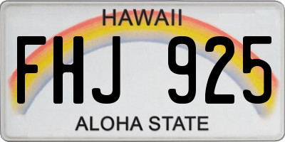 HI license plate FHJ925