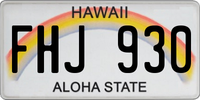 HI license plate FHJ930
