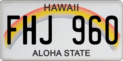 HI license plate FHJ960