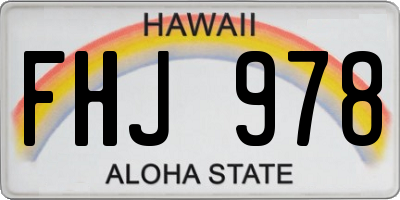 HI license plate FHJ978