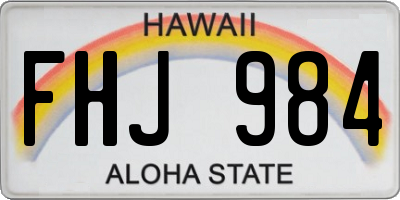 HI license plate FHJ984