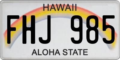HI license plate FHJ985