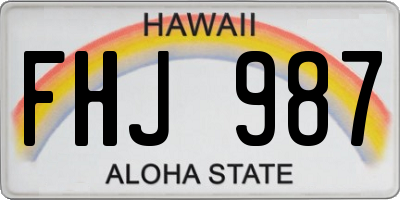 HI license plate FHJ987