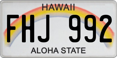 HI license plate FHJ992