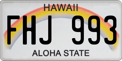 HI license plate FHJ993