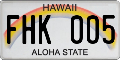HI license plate FHK005