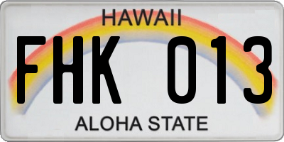 HI license plate FHK013