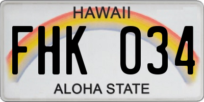 HI license plate FHK034