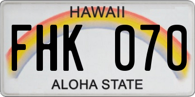 HI license plate FHK070
