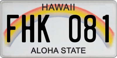 HI license plate FHK081
