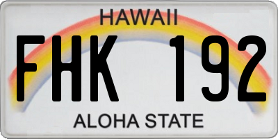 HI license plate FHK192