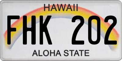 HI license plate FHK202