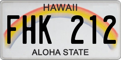 HI license plate FHK212