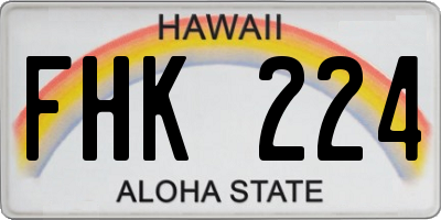 HI license plate FHK224