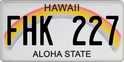 HI license plate FHK227