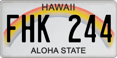 HI license plate FHK244