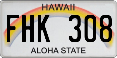 HI license plate FHK308