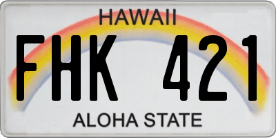HI license plate FHK421