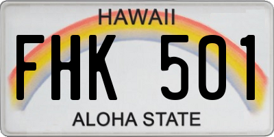 HI license plate FHK501