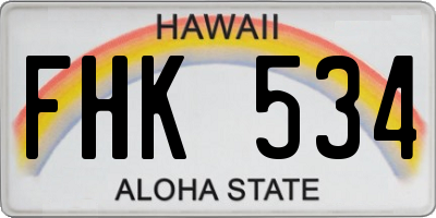 HI license plate FHK534