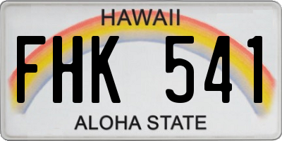 HI license plate FHK541