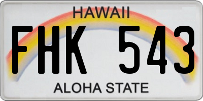 HI license plate FHK543