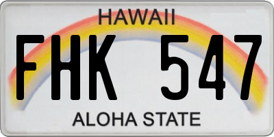 HI license plate FHK547