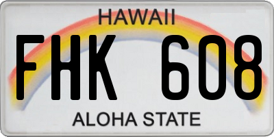 HI license plate FHK608
