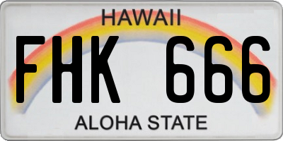 HI license plate FHK666