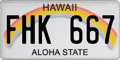 HI license plate FHK667