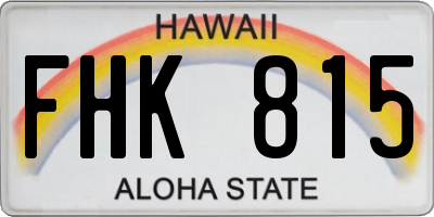 HI license plate FHK815