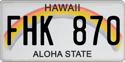 HI license plate FHK870