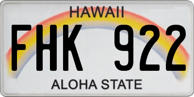 HI license plate FHK922