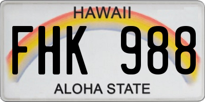 HI license plate FHK988