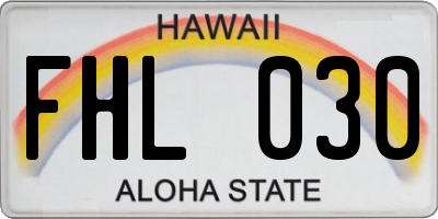 HI license plate FHL030