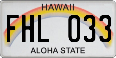 HI license plate FHL033