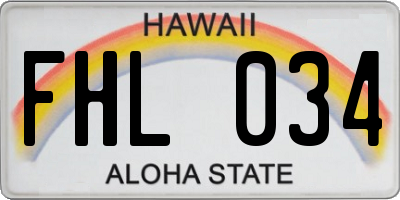 HI license plate FHL034