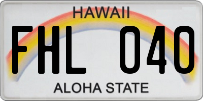 HI license plate FHL040