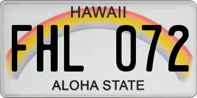HI license plate FHL072