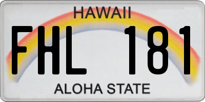HI license plate FHL181