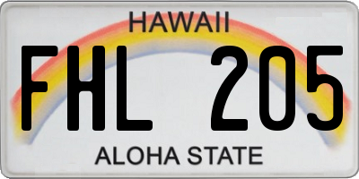 HI license plate FHL205