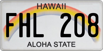 HI license plate FHL208