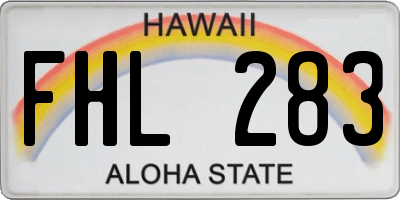 HI license plate FHL283