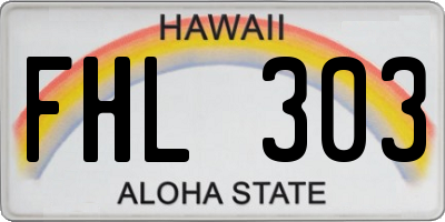 HI license plate FHL303
