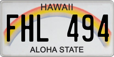 HI license plate FHL494
