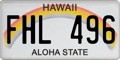 HI license plate FHL496