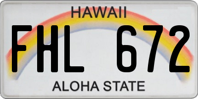 HI license plate FHL672