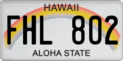 HI license plate FHL802