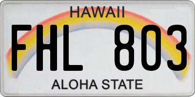 HI license plate FHL803